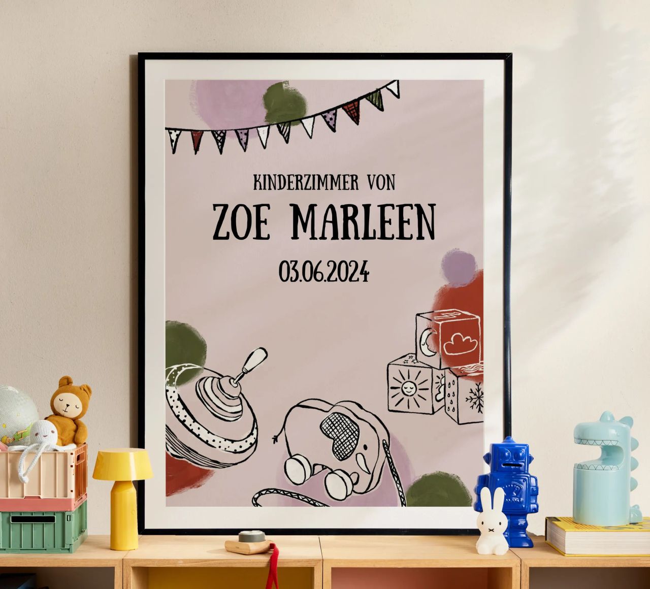 New Born / Kinderzimmer Poster in altrosa poster de modeern