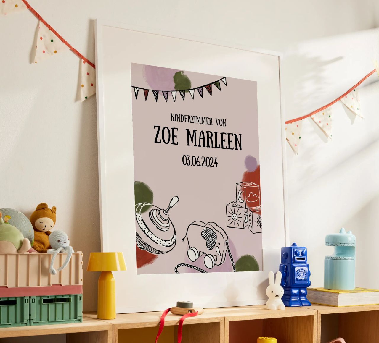 New Born / Kinderzimmer Poster in altrosa poster de modeern