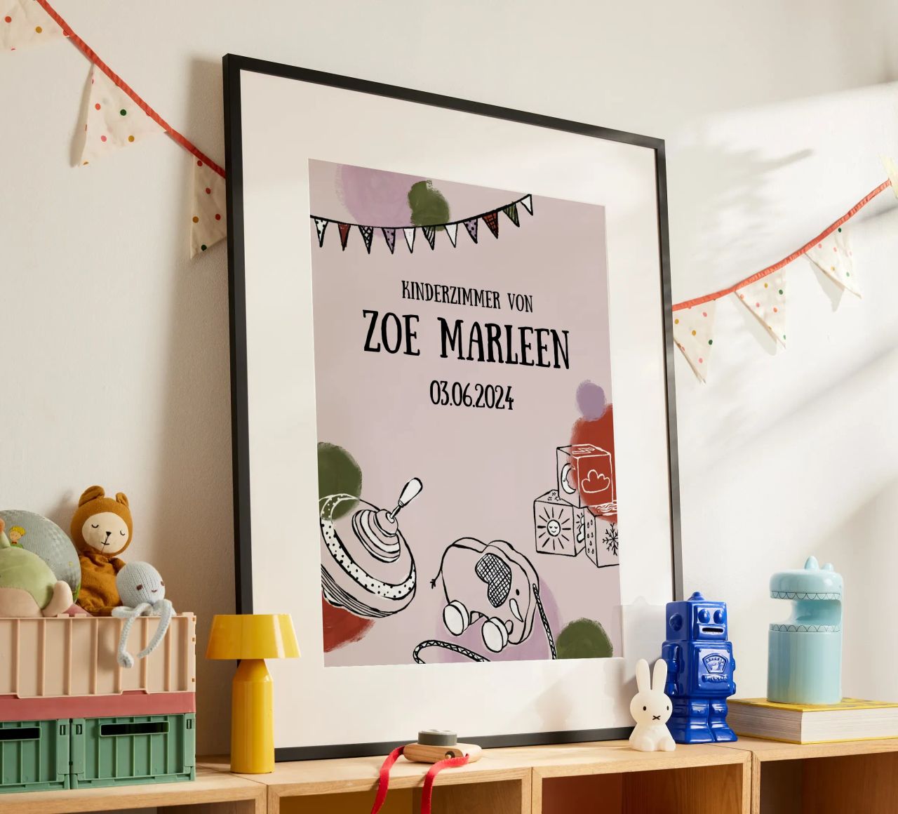 New Born / Kinderzimmer Poster in altrosa poster de modeern