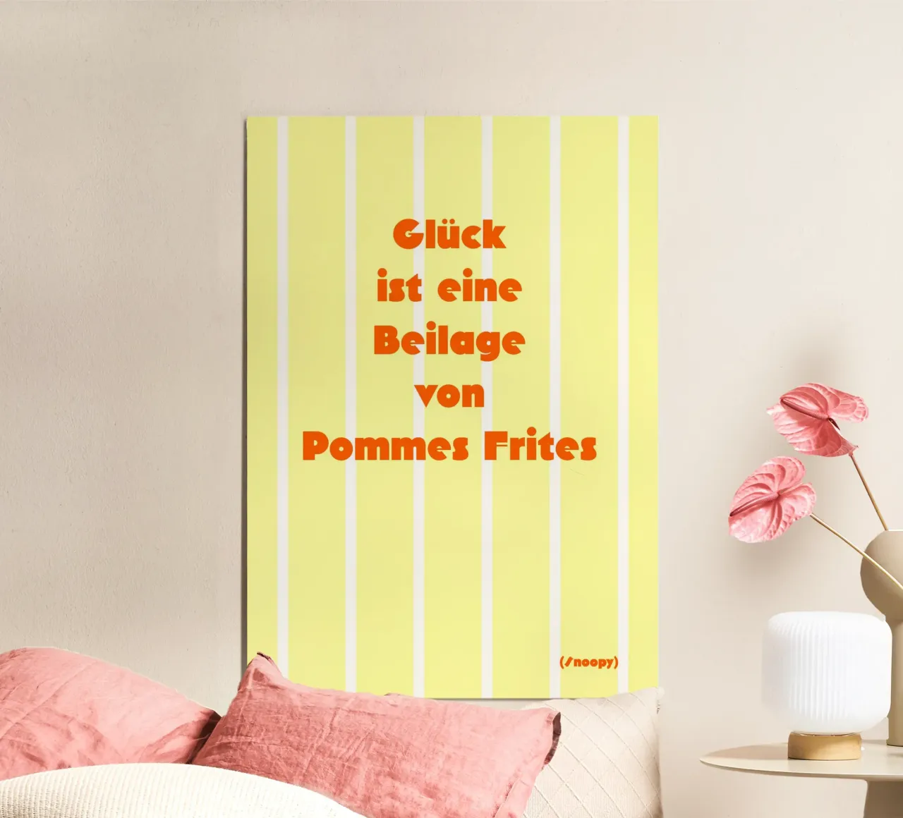Glück ist eine Beilage von Pommes Frites. carta hahnemühle da FRICKE DESIGN
