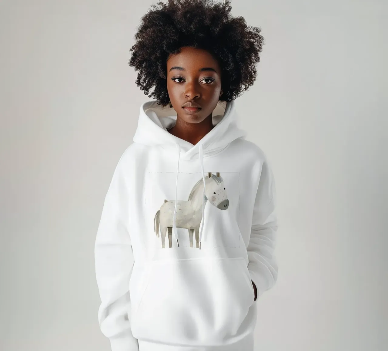 Sereno cavallo grigio in morbidi acquerelli felpa con cappuccio da DesignDoodle