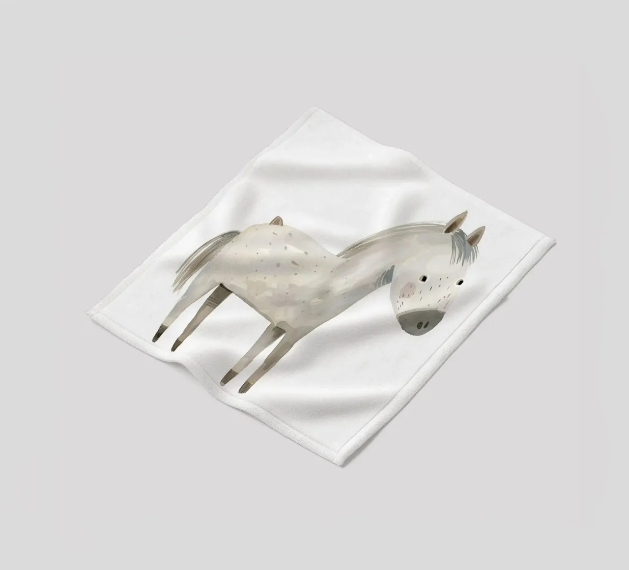 Serene Grey Horse in Soft Watercolors fleece blanket by DesignDoodle