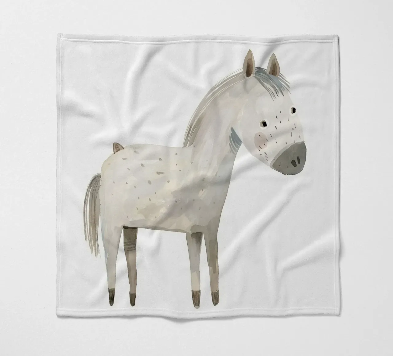 Serene Grey Horse in Soft Watercolors fleece blanket by DesignDoodle