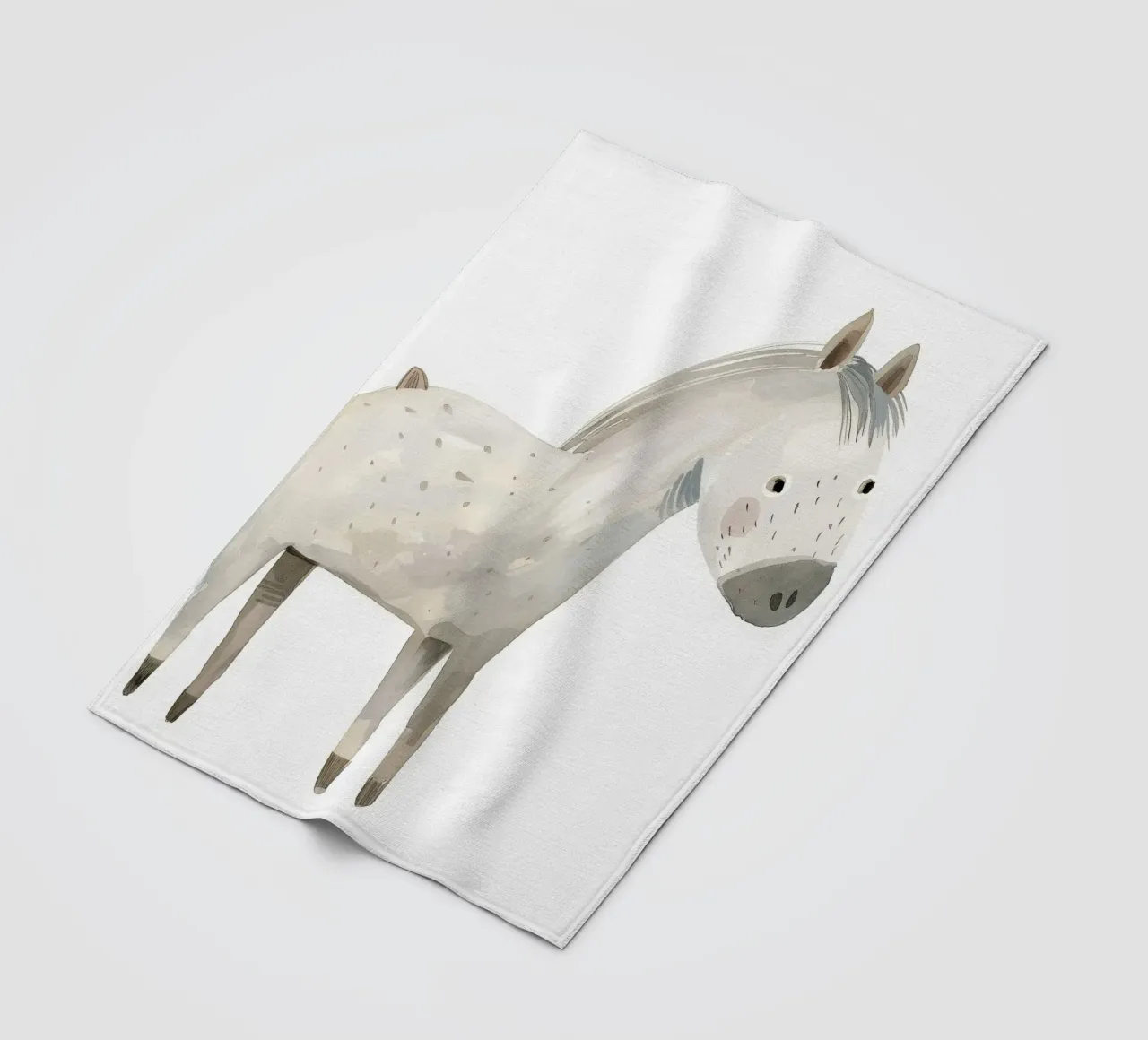 Serene Grey Horse in Soft Watercolors fleece blanket by DesignDoodle