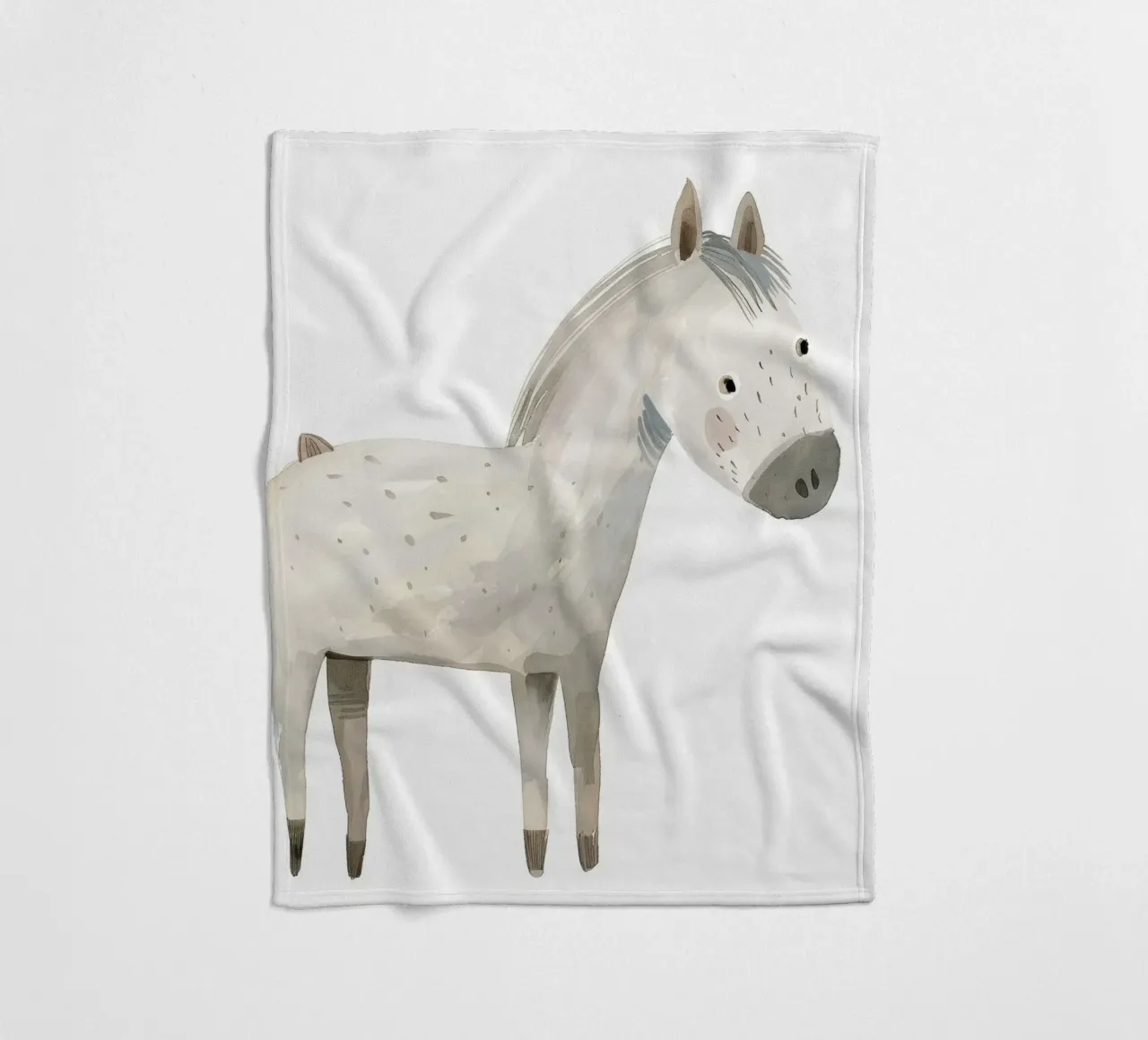 Serene Grey Horse in Soft Watercolors fleece blanket by DesignDoodle