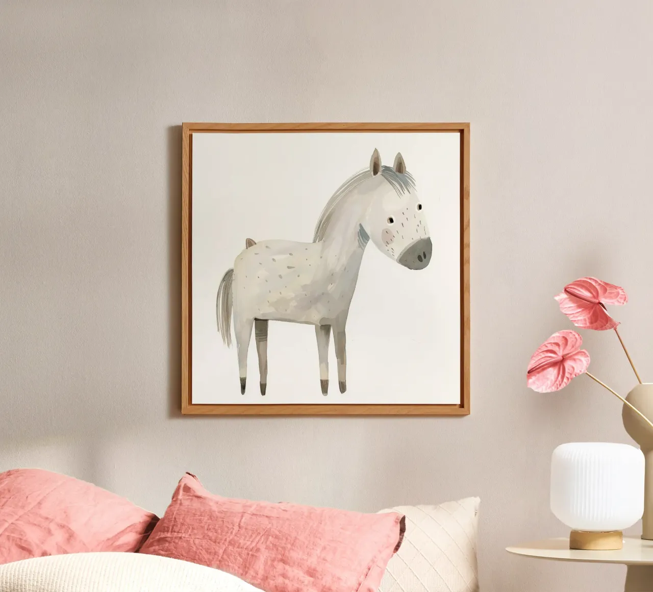 Serene Grey Horse in Soft Watercolors alu-dibond by DesignDoodle