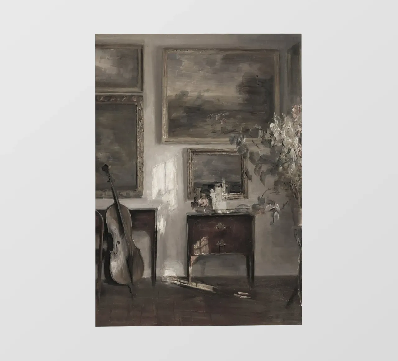 Vilhelm Hammershøi - Interior with Cello | Danish Golden Age photo wallpaper by NorwesClub
