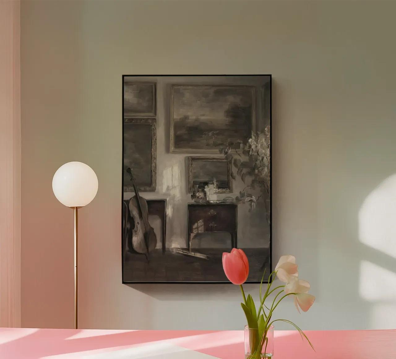 Vilhelm Hammershøi - Interno con violoncello | Età dell'oro danese plexiglass da NorwesClub