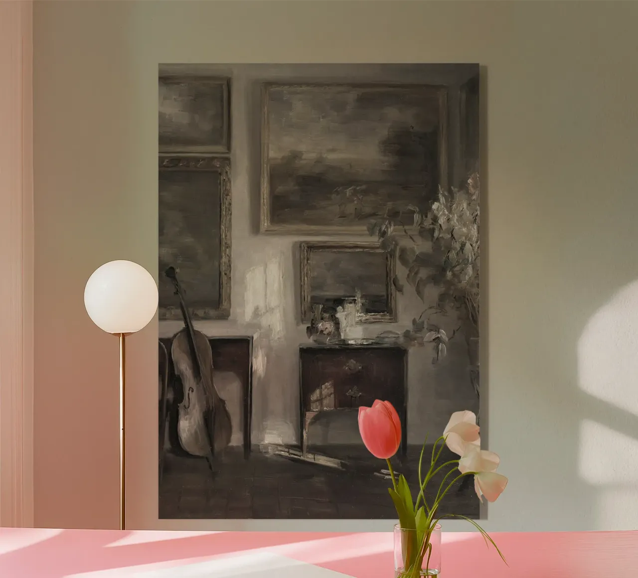 Vilhelm Hammershøi - Interno con violoncello | Età dell'oro danese plexiglass da NorwesClub