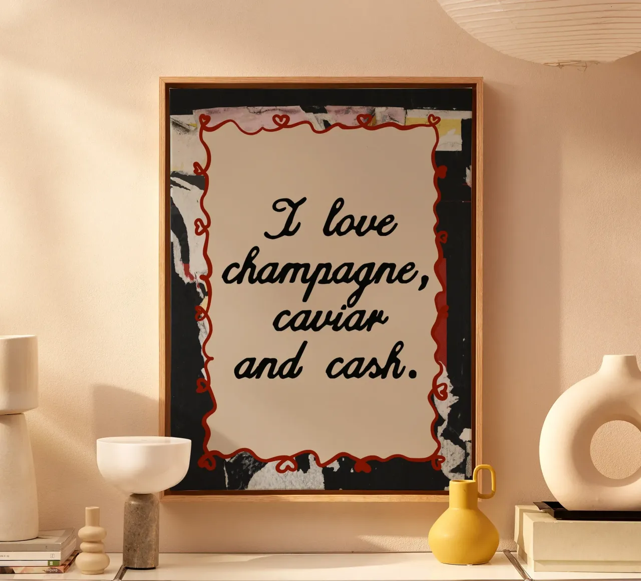 Champagne, caviar and cash tela con Cornice a cassetta da Ana Paula Hoppe