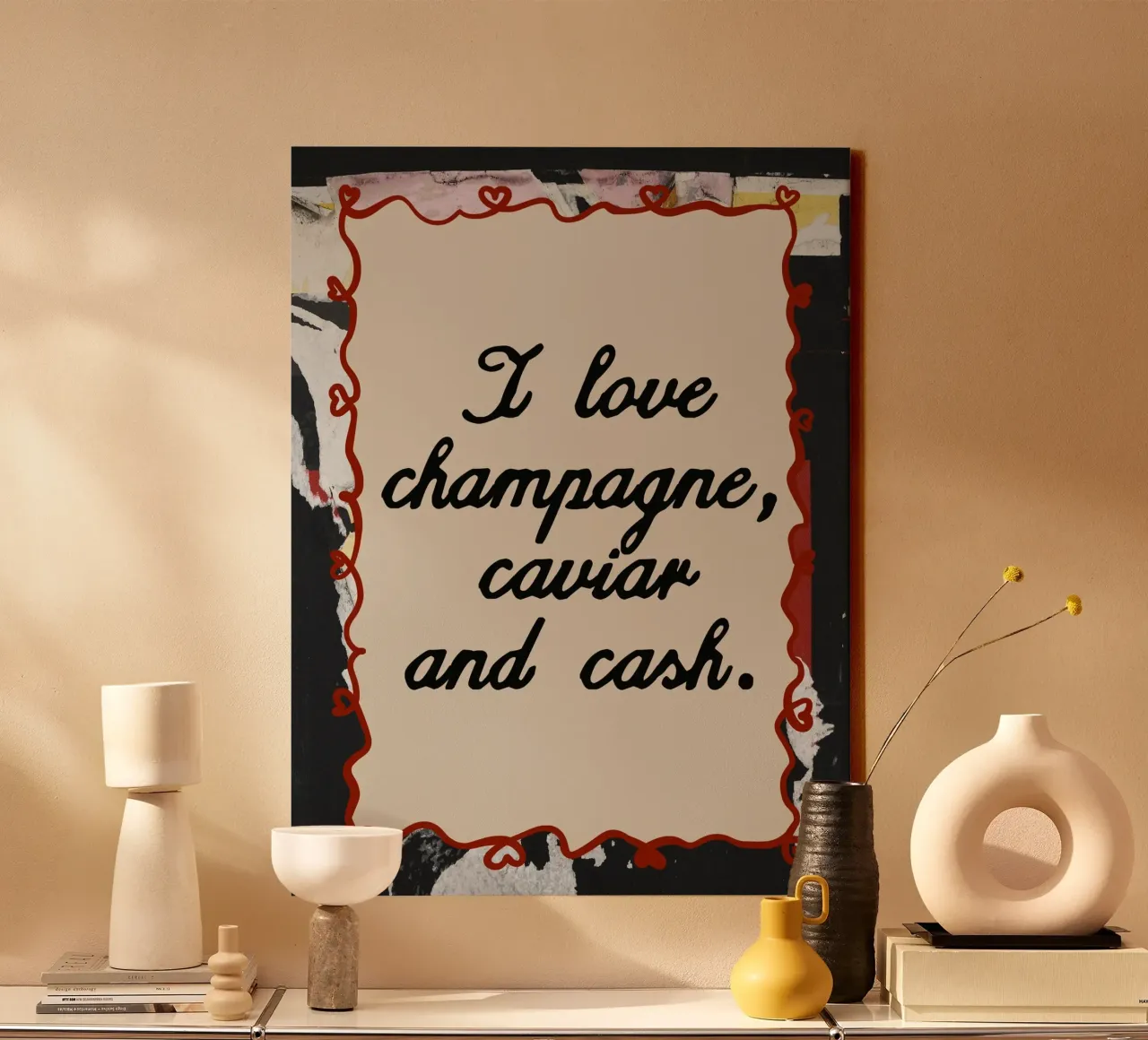 Champagne, caviar and cash tela con Cornice a cassetta da Ana Paula Hoppe