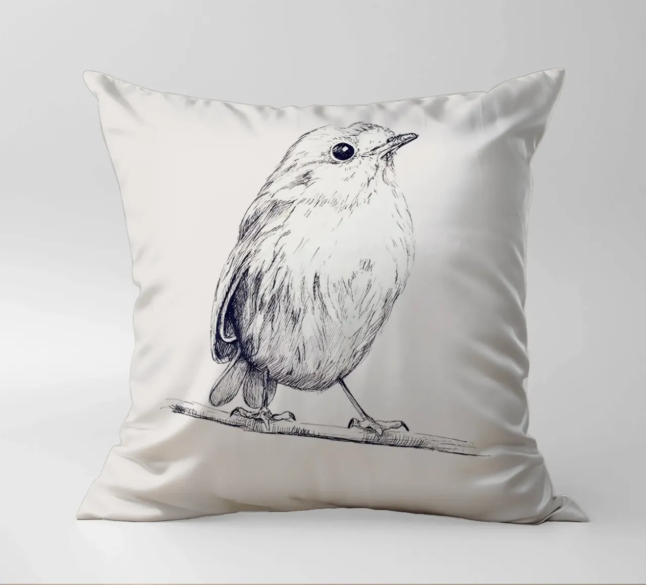 Delicate Bird Sketch Art | Minimalist Monochrome Print decorative cushion by NorwesClub