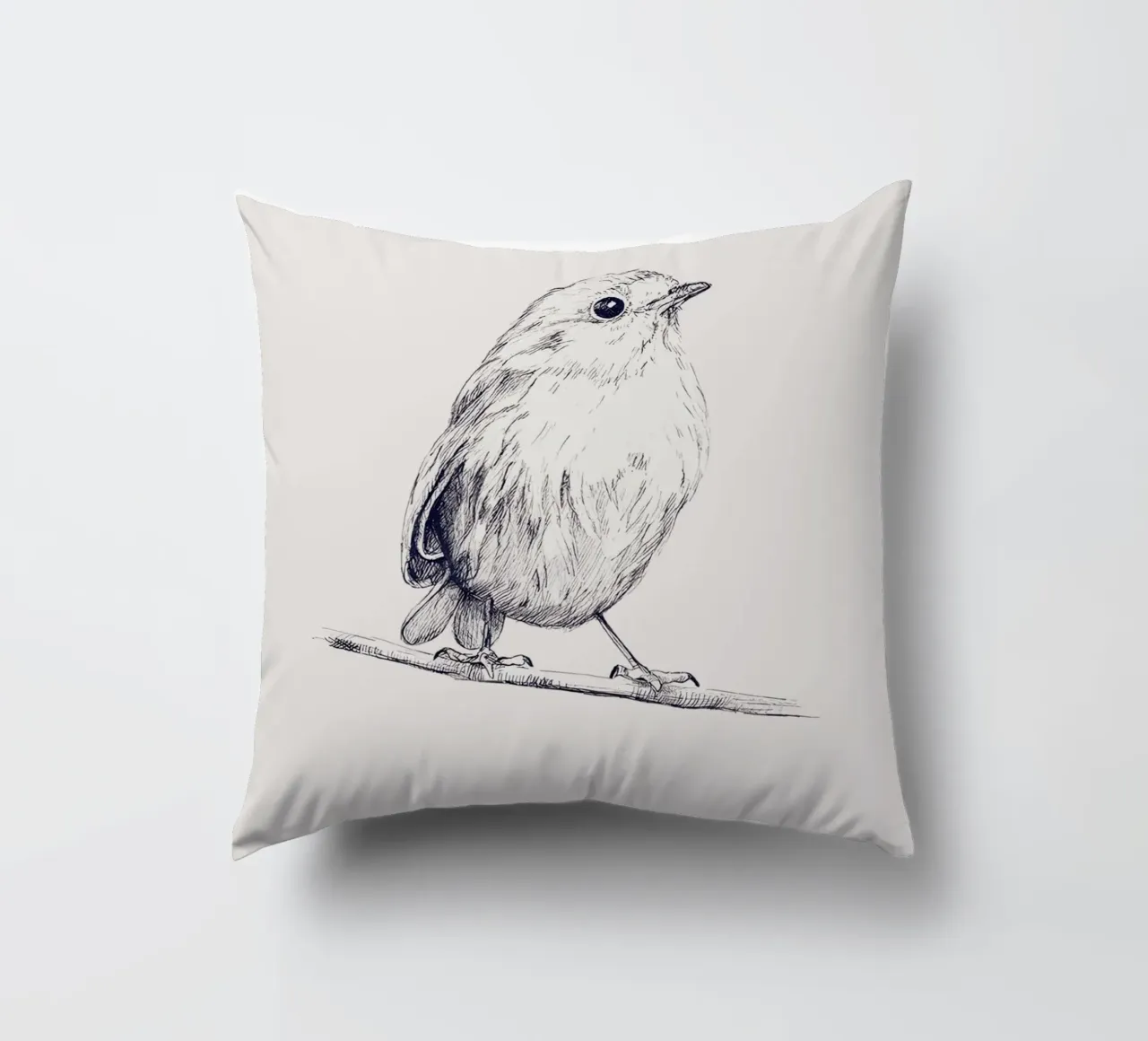Delicate Bird Sketch Art | Minimalist Monochrome Print decorative cushion by NorwesClub