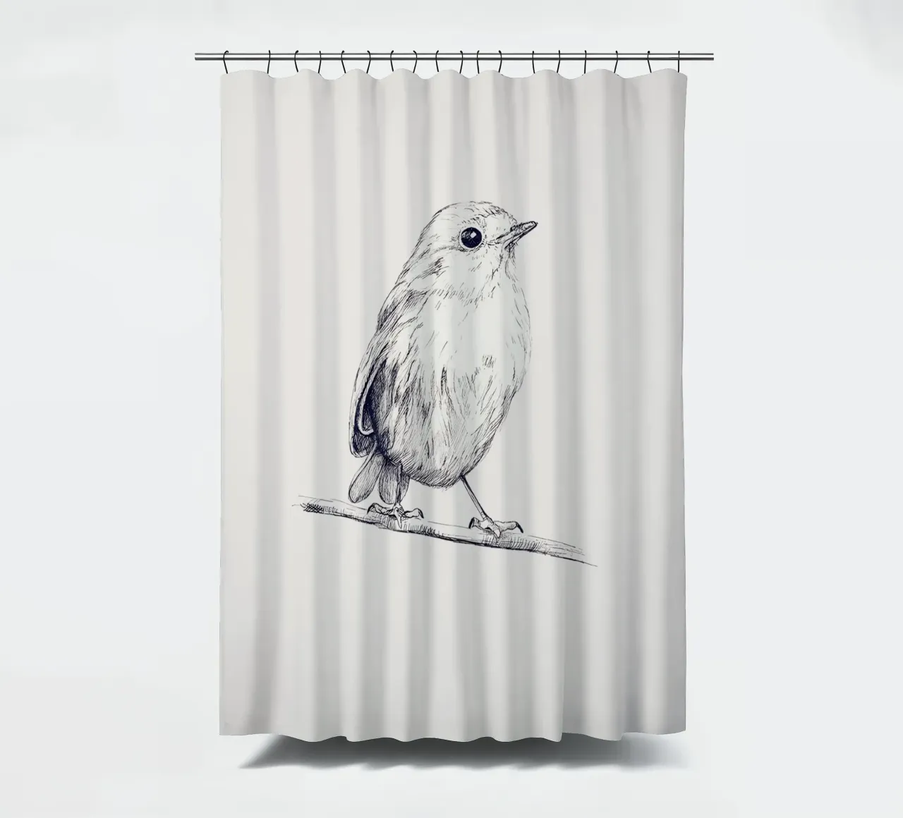 Delicate Bird Sketch Art | Minimalist Monochrome Print shower curtain by NorwesClub
