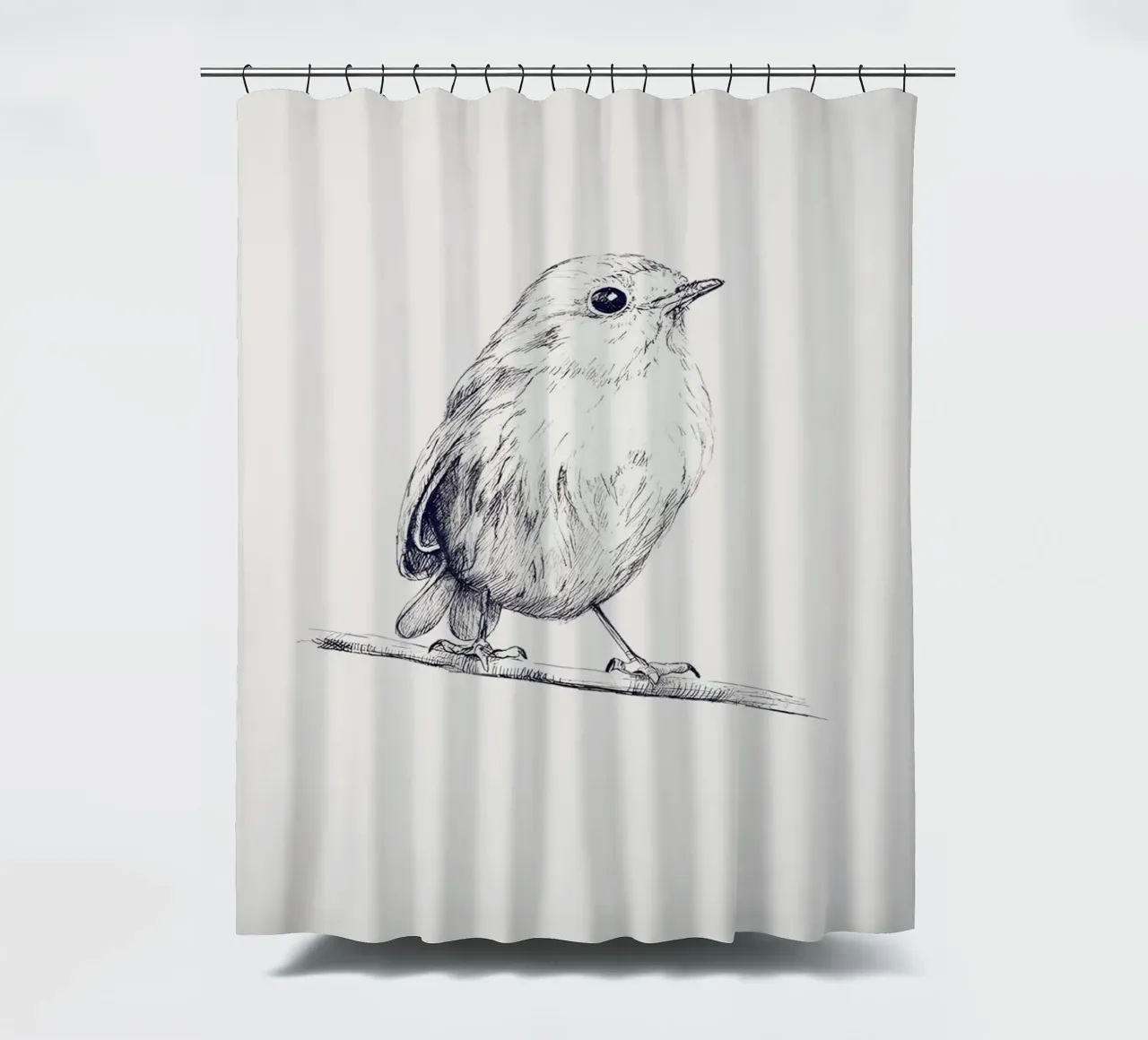 Delicate Bird Sketch Art | Minimalist Monochrome Print shower curtain by NorwesClub