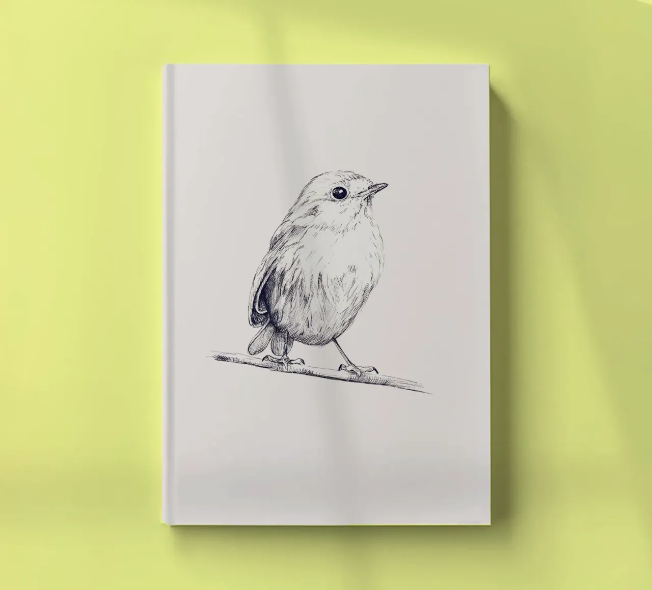 Delicate Bird Sketch Art | Minimalist Monochrome Print notebook by NorwesClub