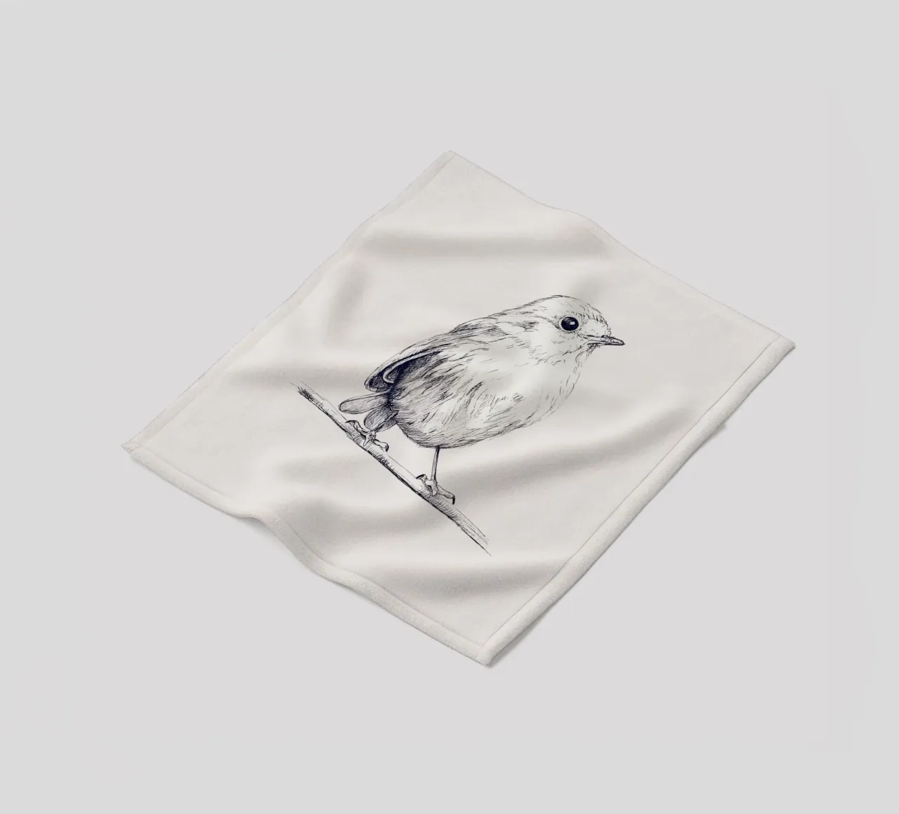 Delicate Bird Sketch Art | Minimalist Monochrome Print fleece blanket by NorwesClub