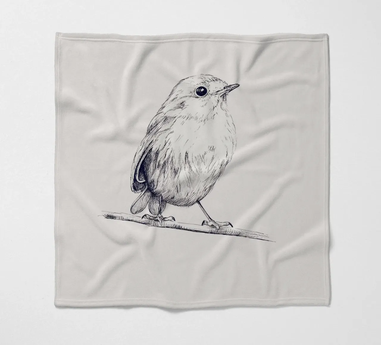 Delicate Bird Sketch Art | Minimalist Monochrome Print fleece blanket by NorwesClub