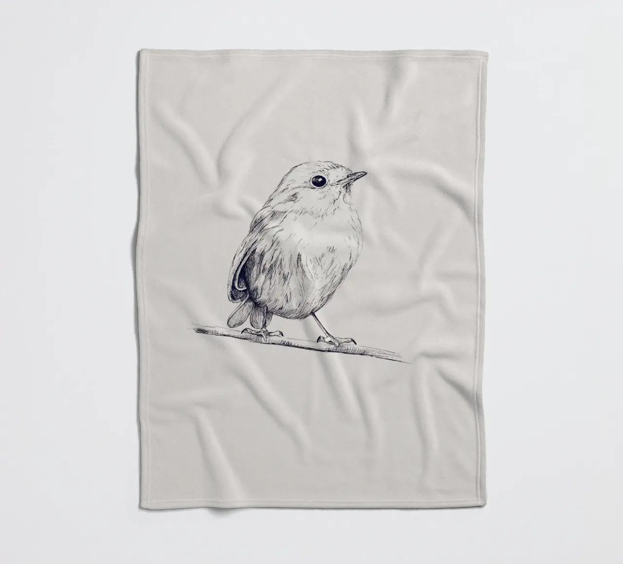 Delicate Bird Sketch Art | Minimalist Monochrome Print fleece blanket by NorwesClub