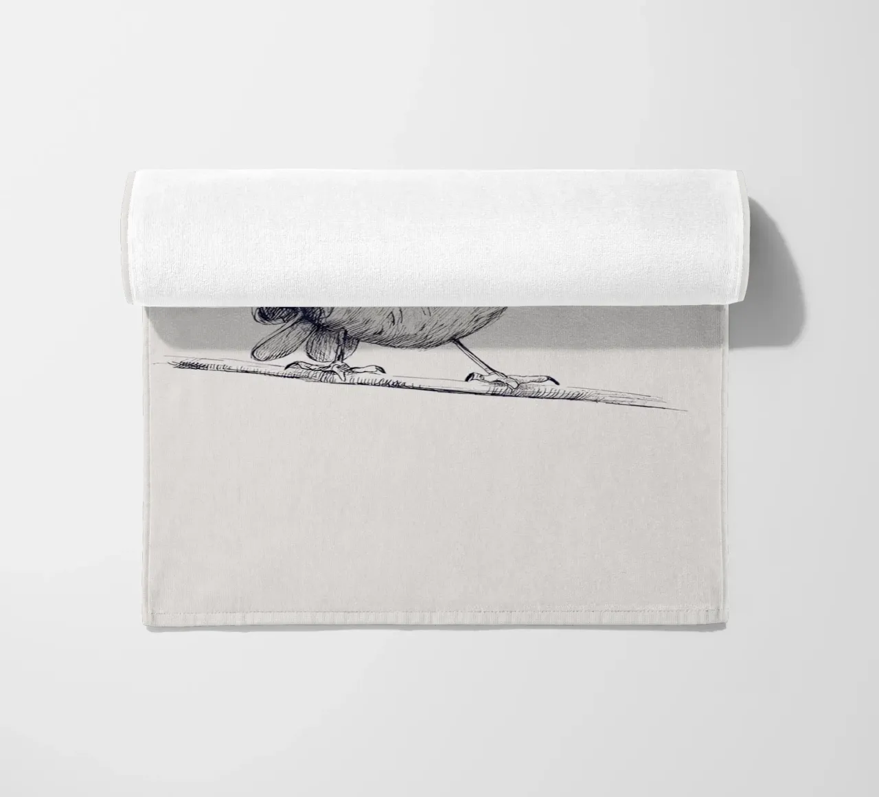 Delicate Bird Sketch Art | Minimalist Monochrome Print beach towel by NorwesClub