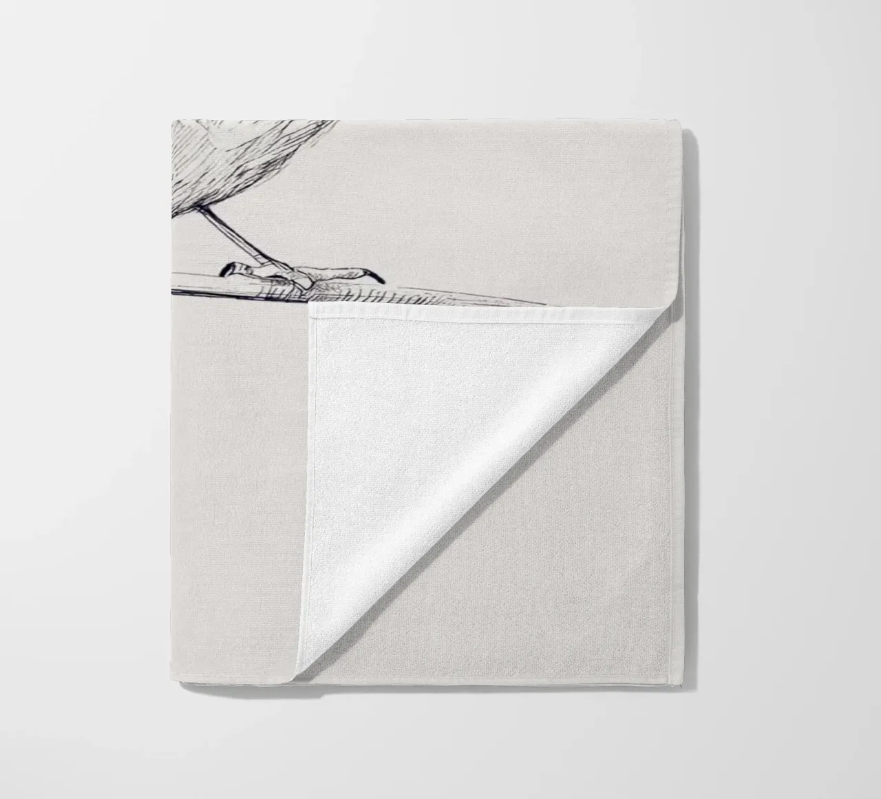 Delicate Bird Sketch Art | Minimalist Monochrome Print beach towel by NorwesClub