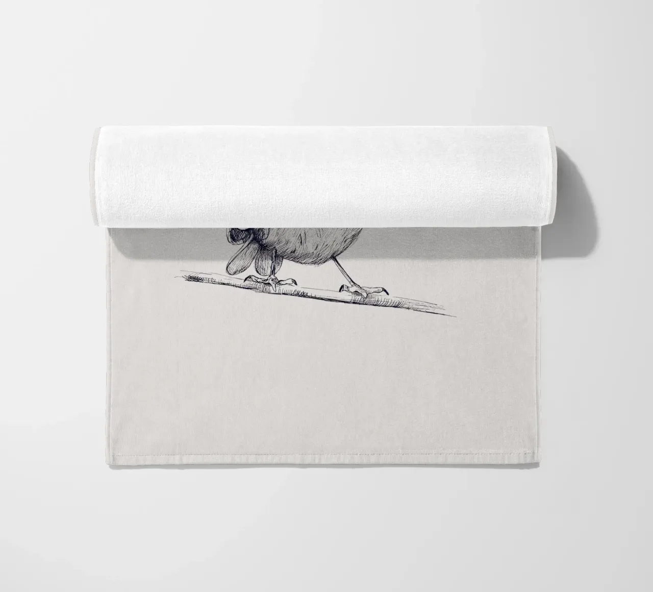 Delicate Bird Sketch Art | Minimalist Monochrome Print beach towel by NorwesClub