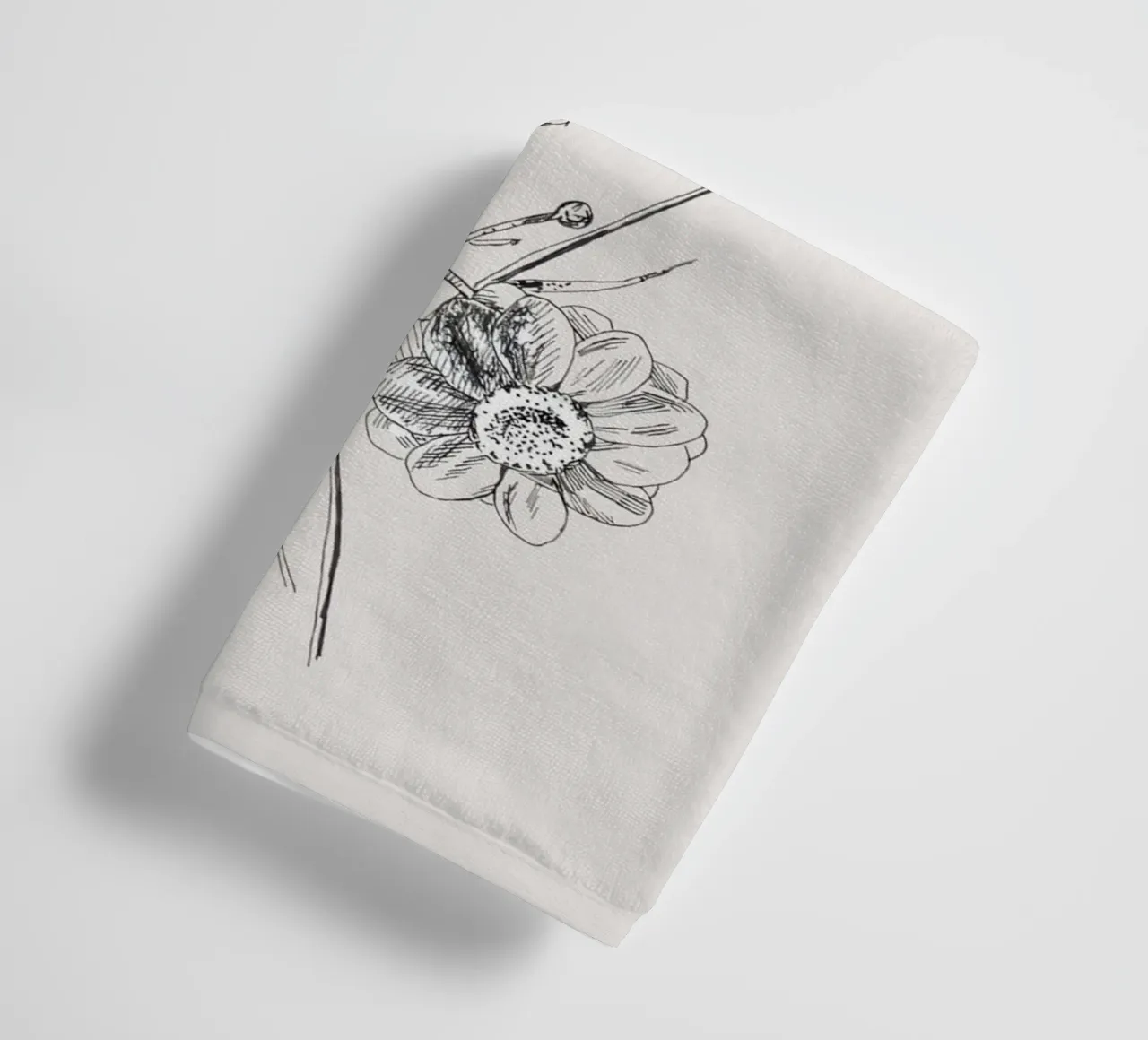 Schizzo botanico di fiori selvatici e grano | Vintage Monochrome Flo asciugamano da bagno da NorwesClub