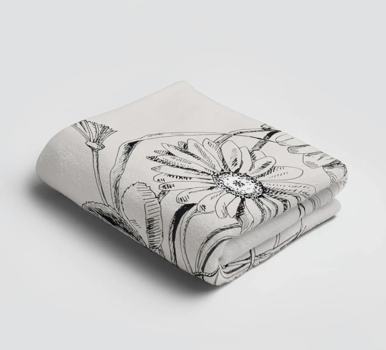 Schizzo botanico di fiori selvatici e grano | Vintage Monochrome Flo asciugamano da bagno da NorwesClub