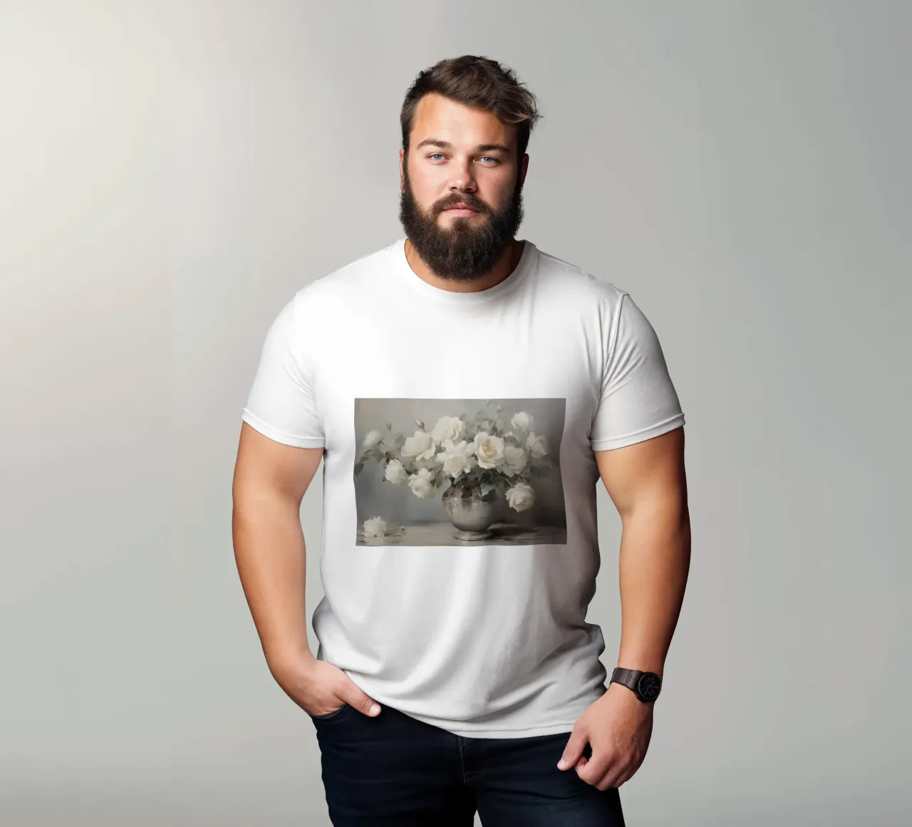 Fantin-Latour - Rose bianche in vaso | Impressionista floreale P t-shirt da NorwesClub