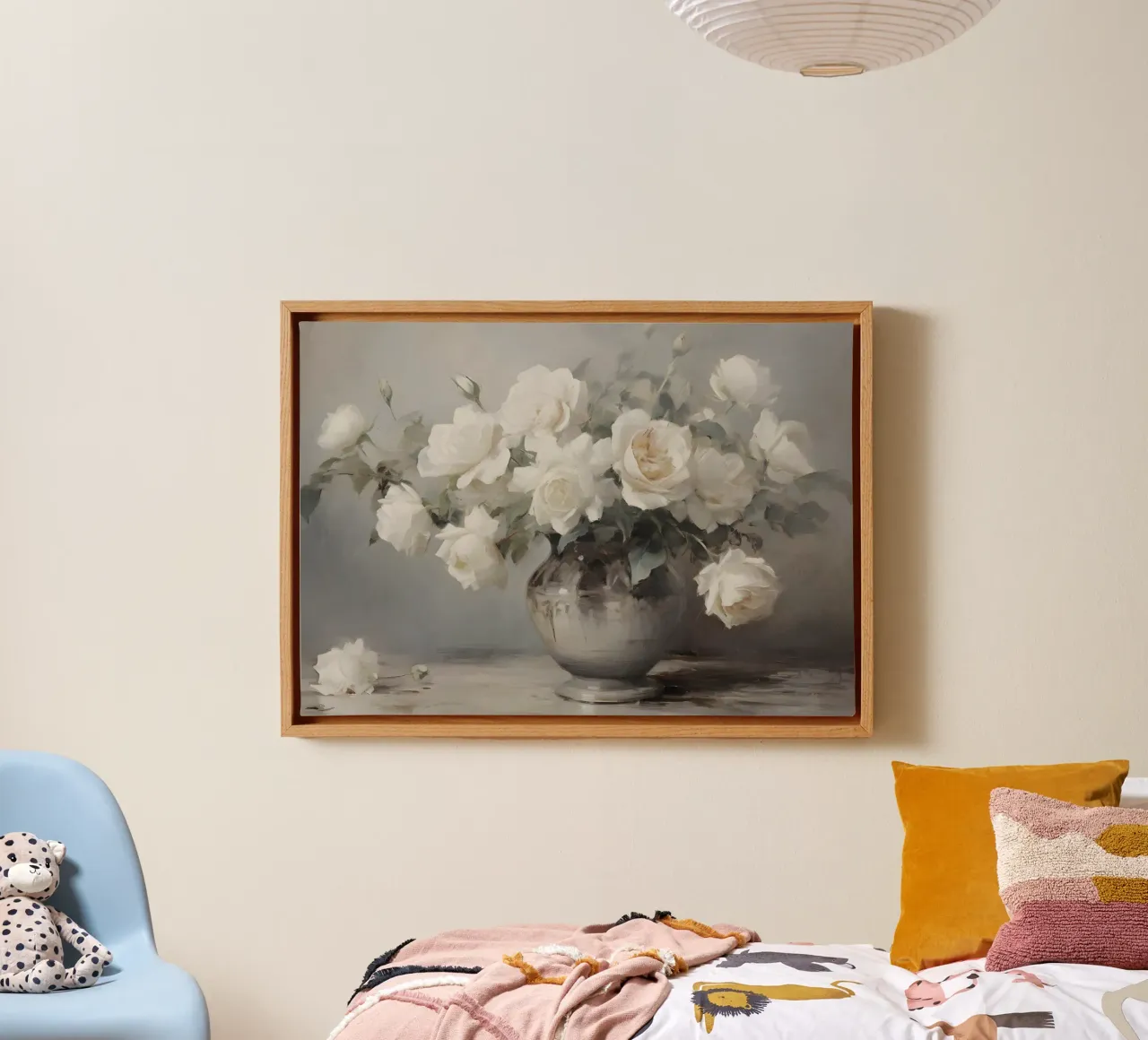 Fantin-Latour - Rose bianche in vaso | Impressionista floreale P tela con Cornice a cassetta da NorwesClub