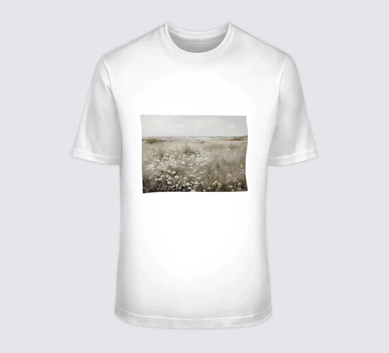 Paesaggio di prato con fiori selvatici e campo sereno impressionista Pri t-shirt da NorwesClub