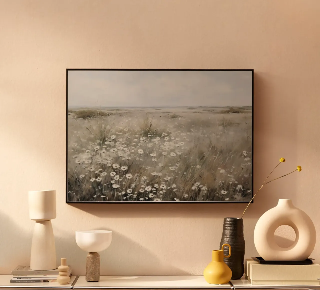 Wildblumen Wiese Landschaft | Serene Impressionist Feld Pri Forex-Platte von NorwesClub