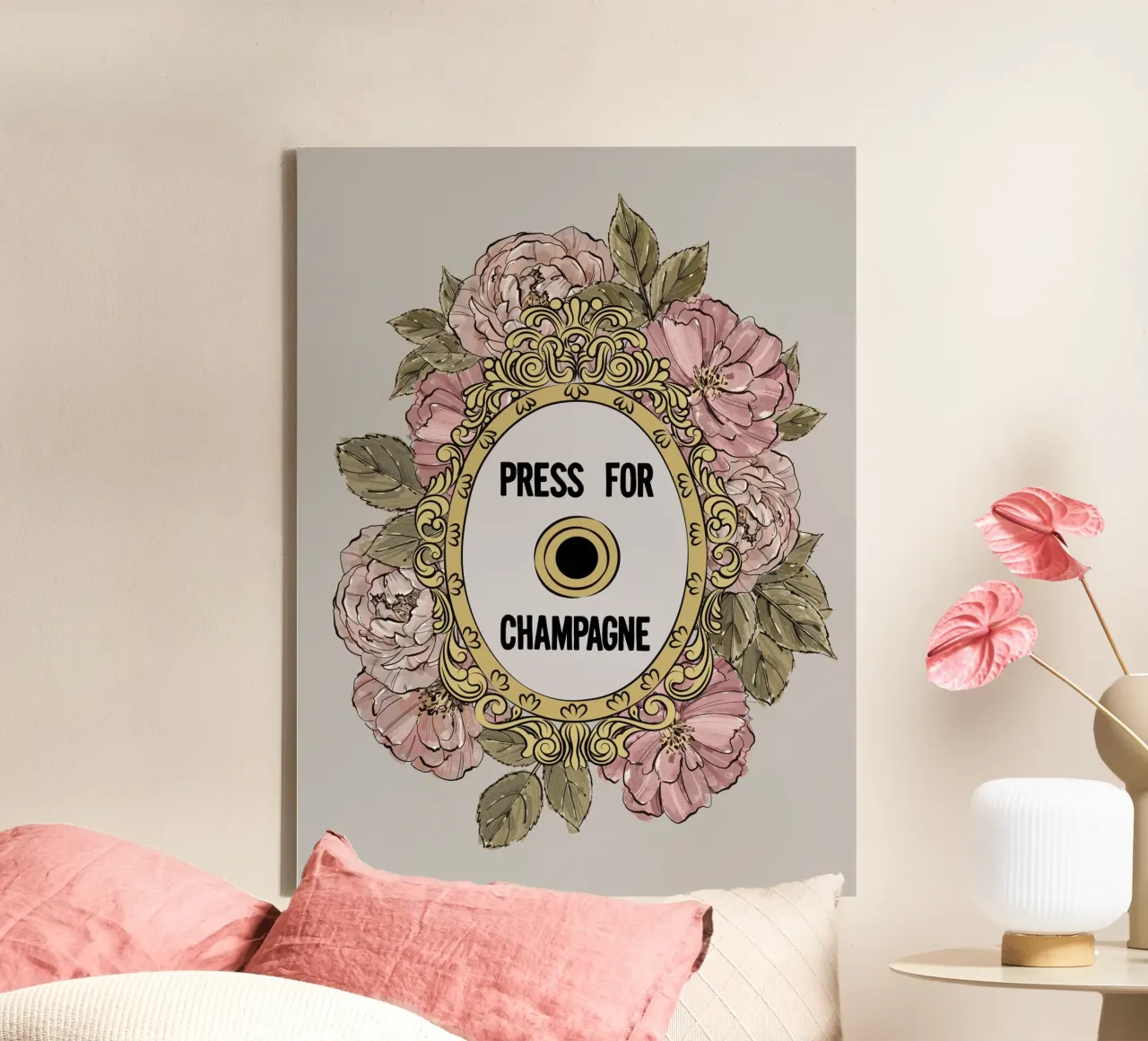 Press for champagne II tela con Cornice a cassetta da Ana Paula Hoppe