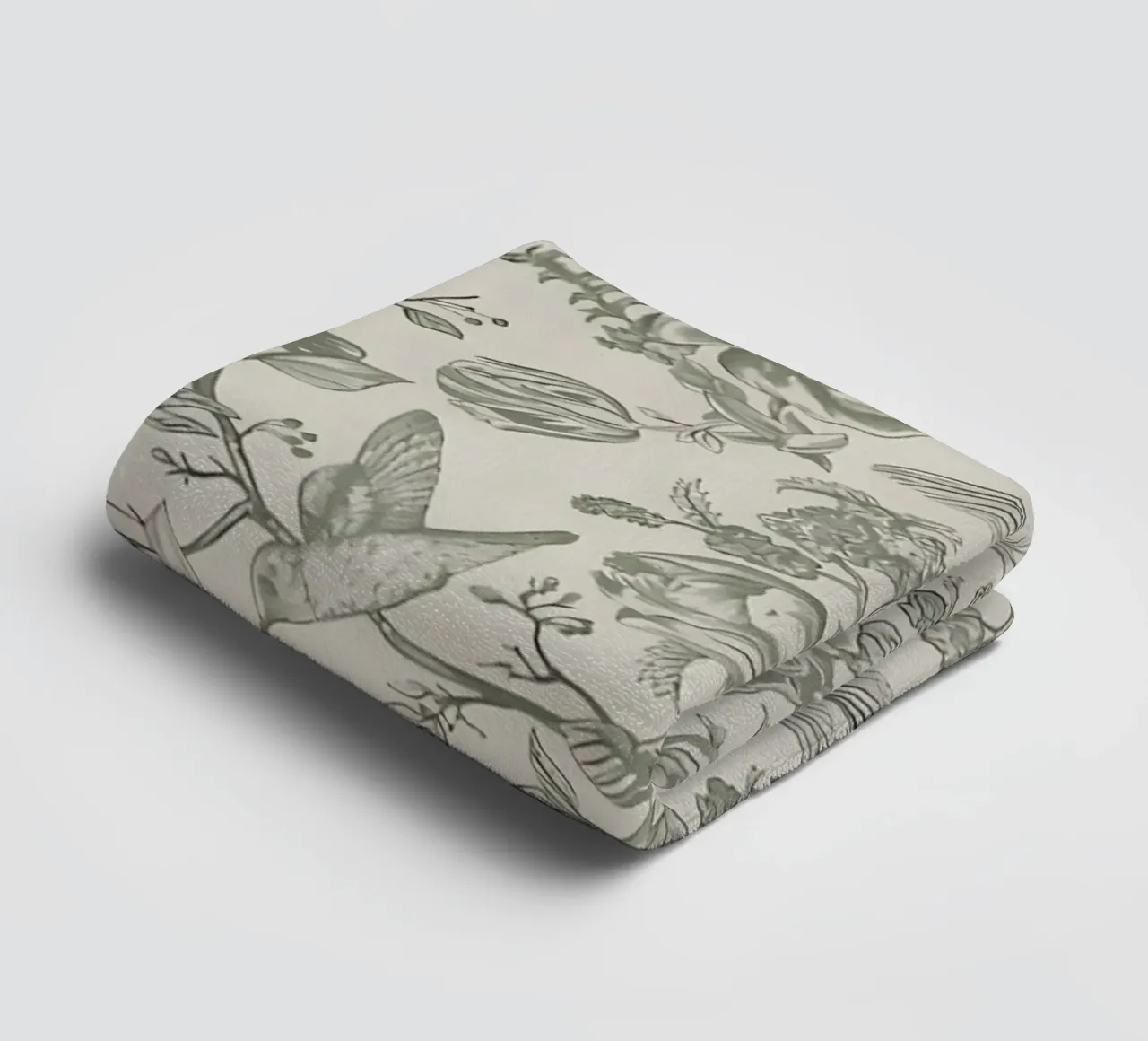 Kolibrie & Pioenroos Patroon | Vintage Botanisch Behang Pr badhanddoek van NorwesClub