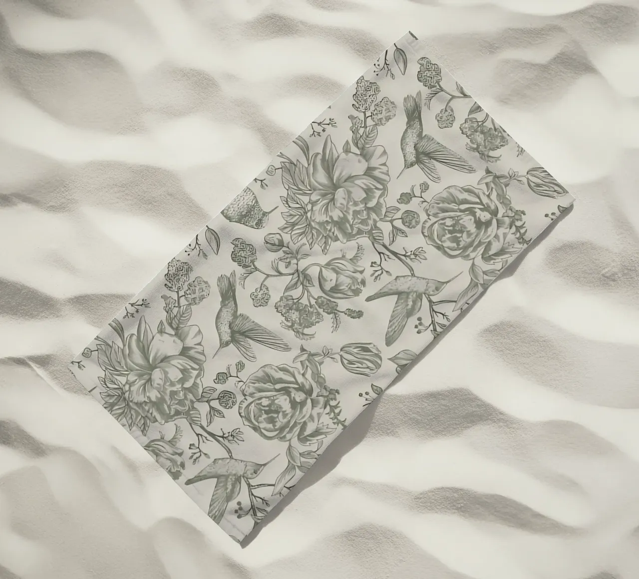 Hummingbird & Peony Pattern | Vintage Botanical Wallpaper Pr serviette de plage de NorwesClub