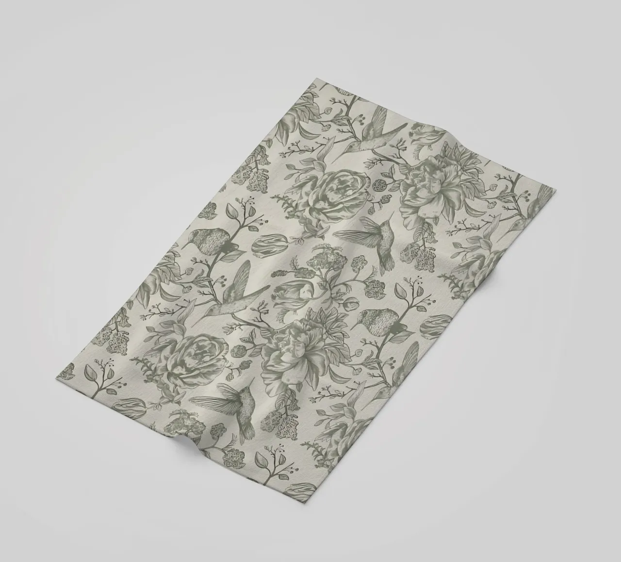Hummingbird & Peony Pattern | Vintage Botanical Wallpaper Pr serviette de plage de NorwesClub