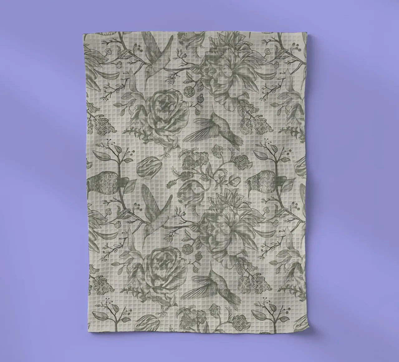 Hummingbird & Peony Pattern | Vintage Botanical Wallpaper Pr torchon de NorwesClub