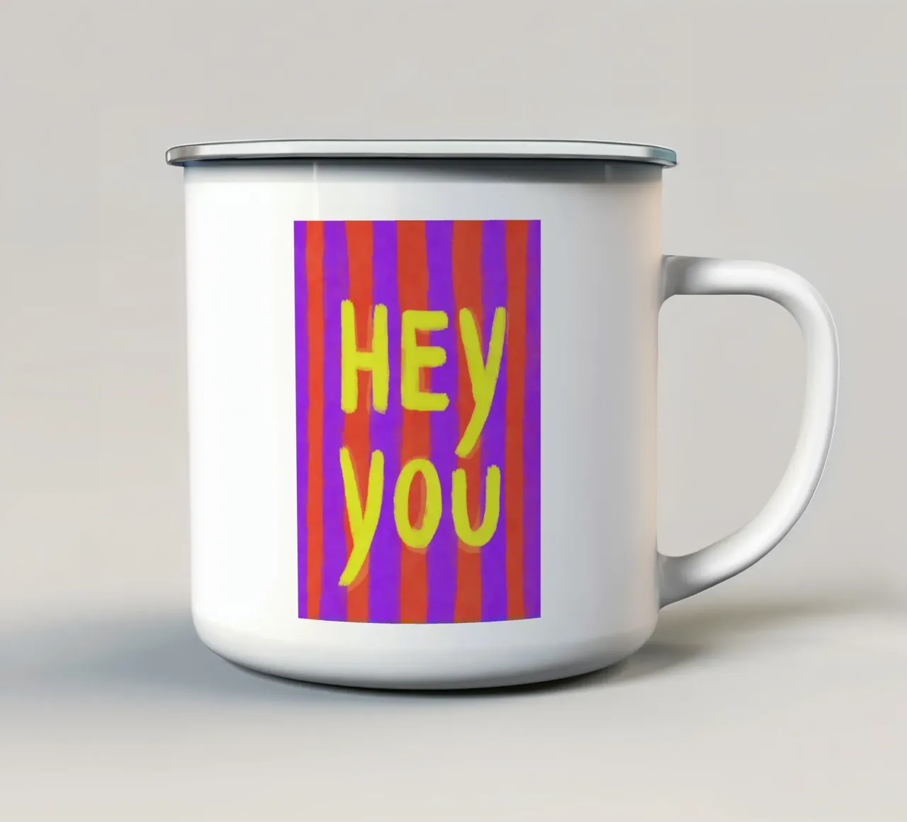 Hey You, strisce viola Pop tazza in smalto da Carinaprint