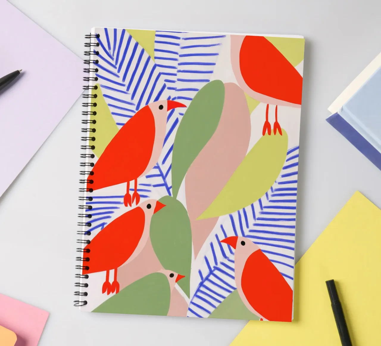 Bird Symphony | Scandinavian Design spiral notebook by Autofocus