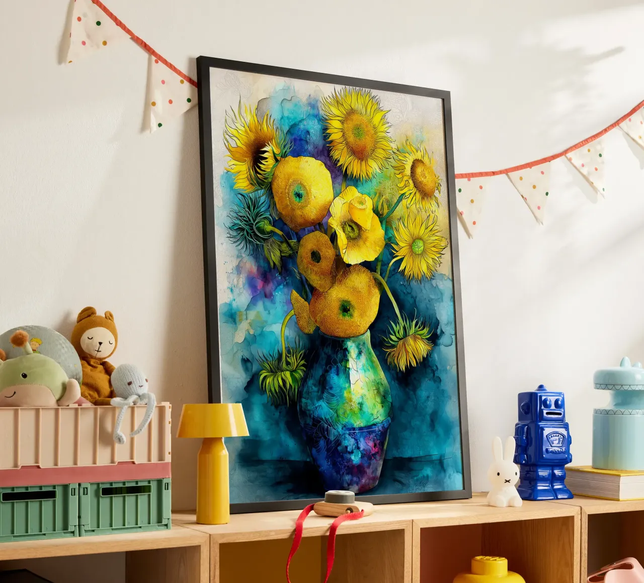 Girasoli poster con telaio in alluminio da Justyna Jaszke JBJart