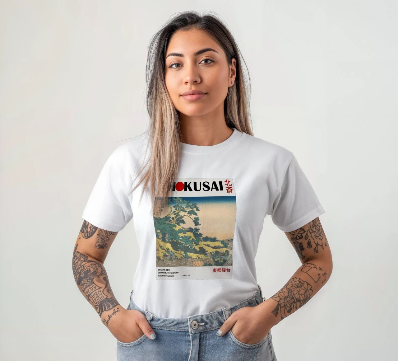 pedestrian architecture in cloudy sky hokusai t-shirt by ungker store