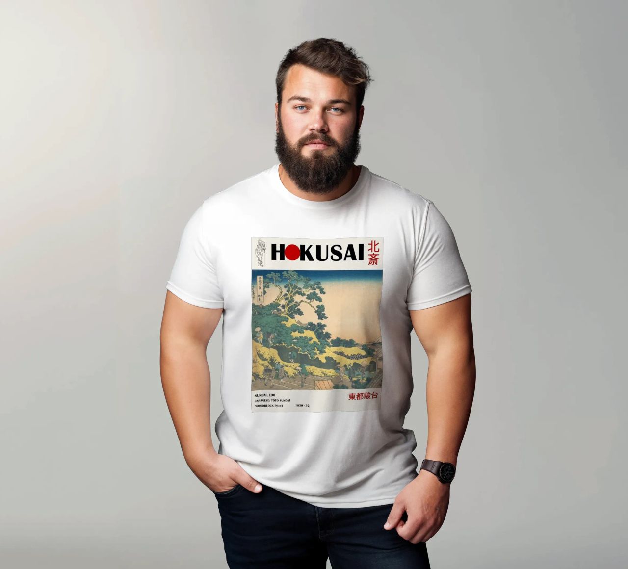 pedestrian architecture in cloudy sky hokusai t-shirt by ungker store