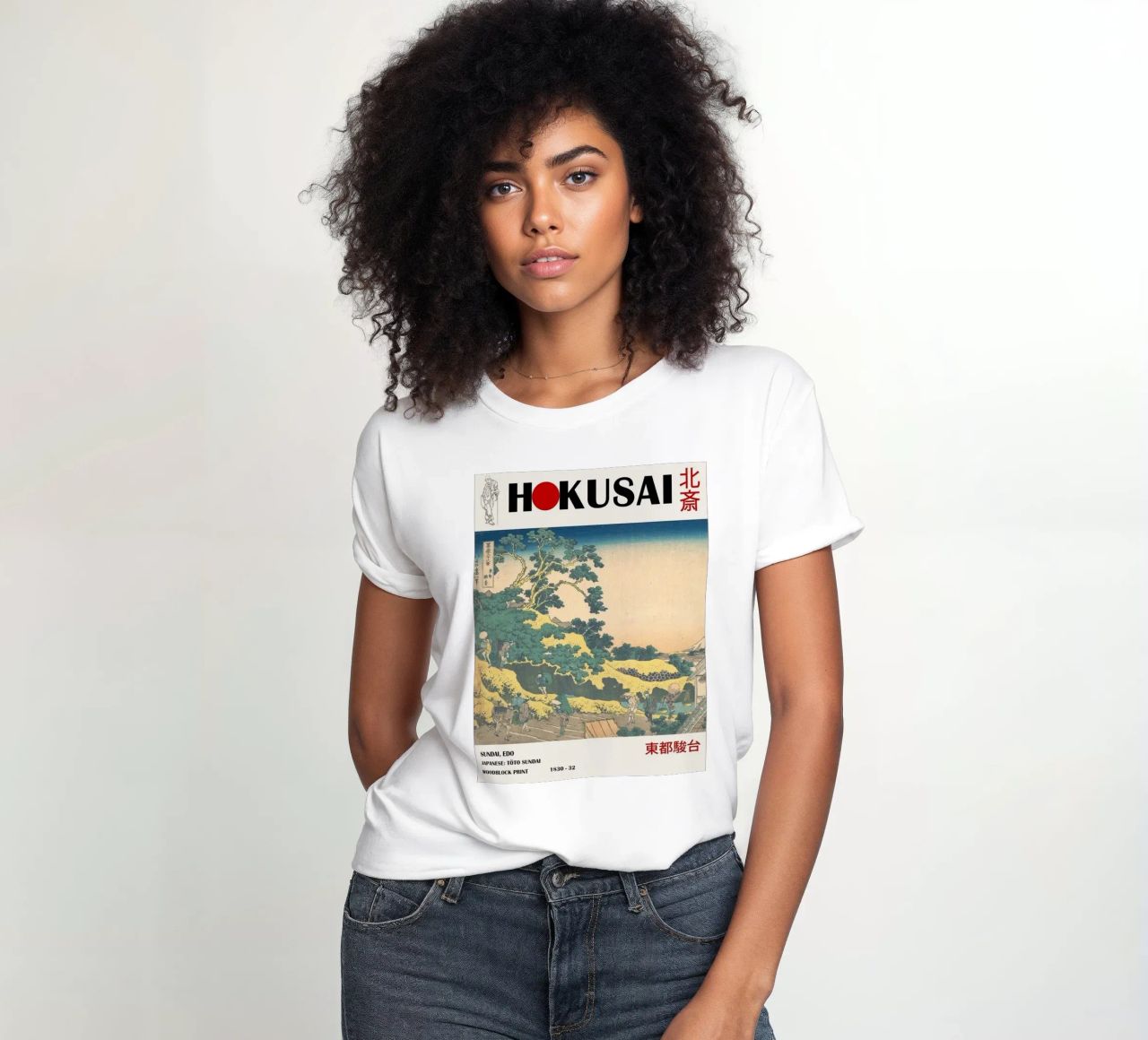 pedestrian architecture in cloudy sky hokusai women's fitted t-shirt by ungker store