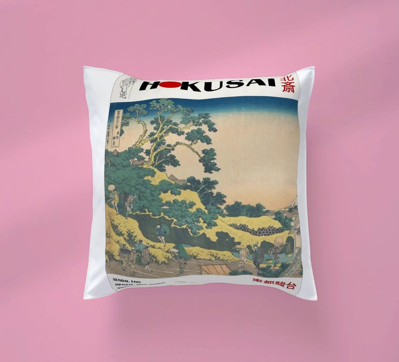 pedestrian architecture in cloudy sky hokusai decorative cushion by ungker store