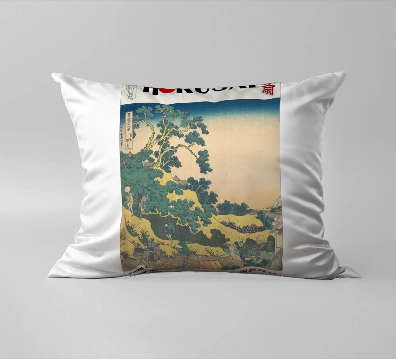 pedestrian architecture in cloudy sky hokusai decorative cushion by ungker store