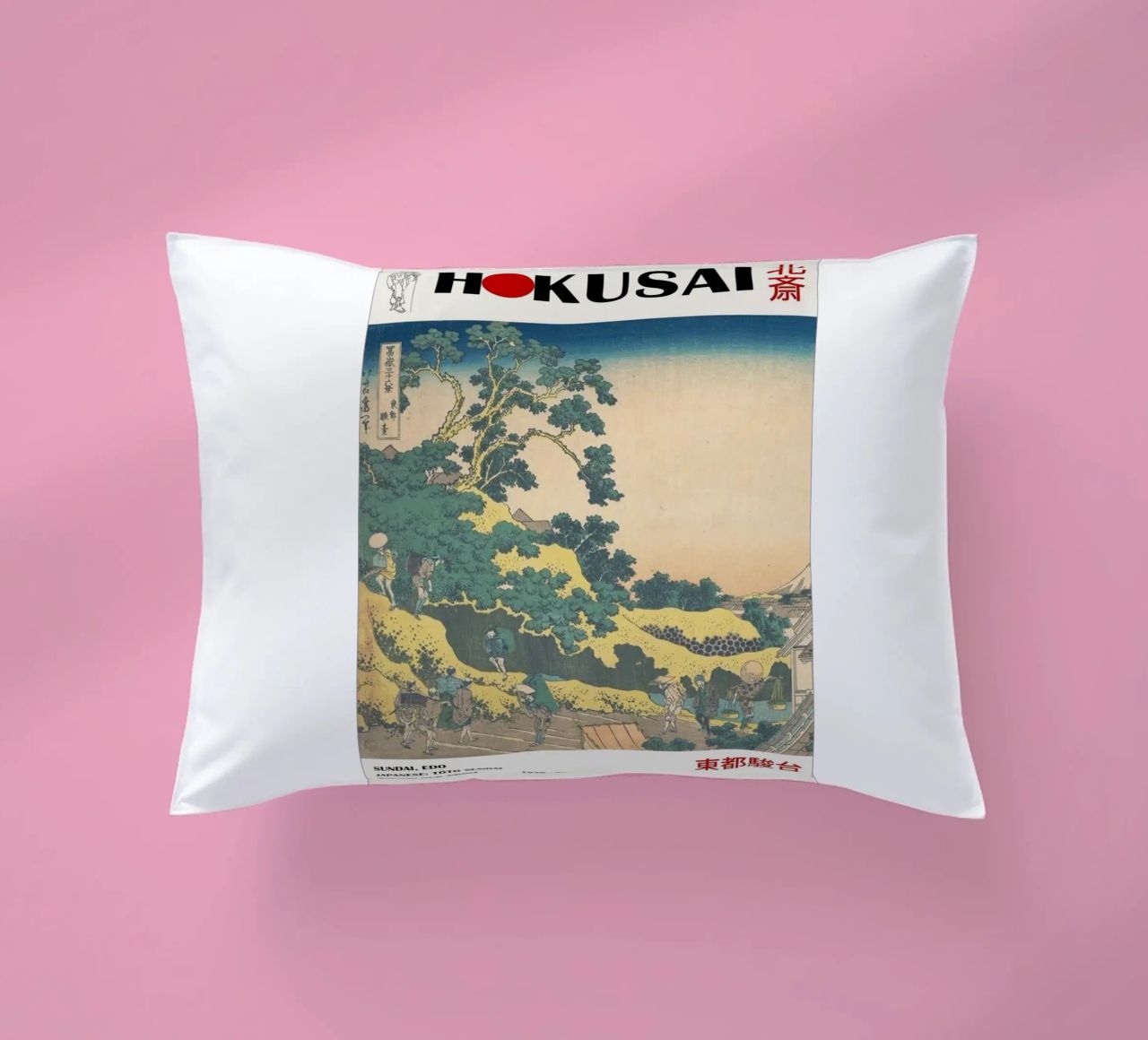 pedestrian architecture in cloudy sky hokusai decorative cushion by ungker store