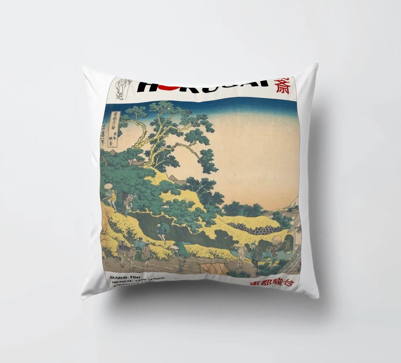 pedestrian architecture in cloudy sky hokusai decorative cushion by ungker store