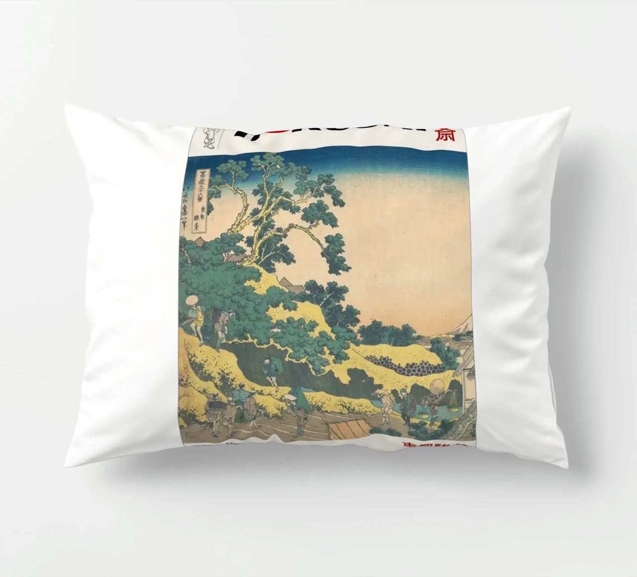 pedestrian architecture in cloudy sky hokusai decorative cushion by ungker store