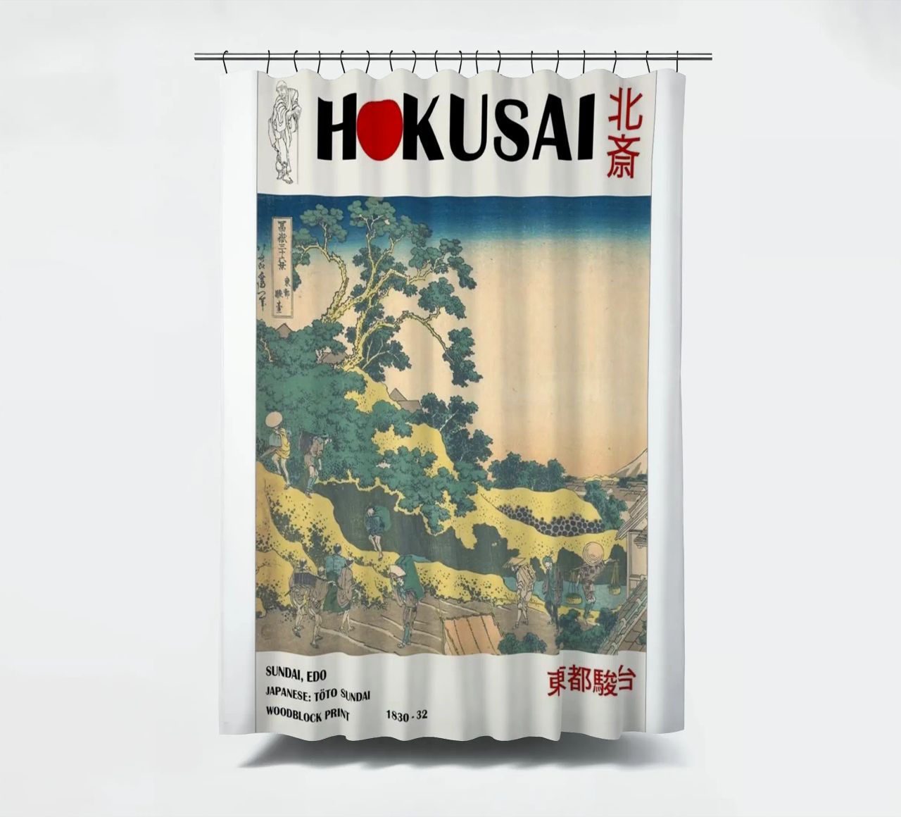 pedestrian architecture in cloudy sky hokusai shower curtain by ungker store