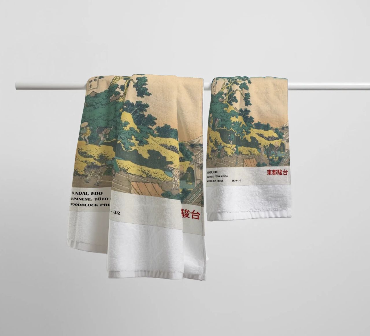 pedestrian architecture in cloudy sky hokusai towel by ungker store